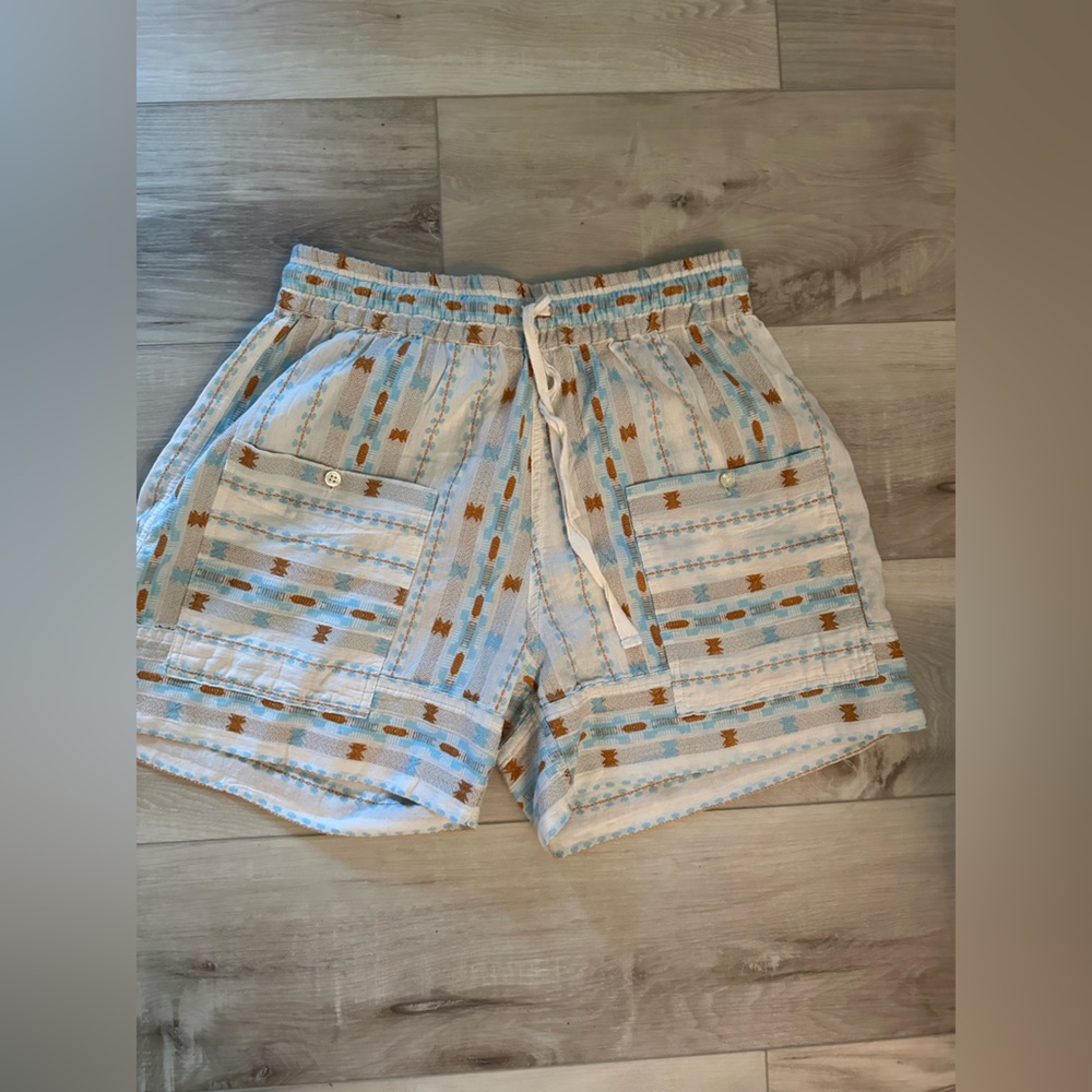 Dylan Cream and Blue Cargo Shorts